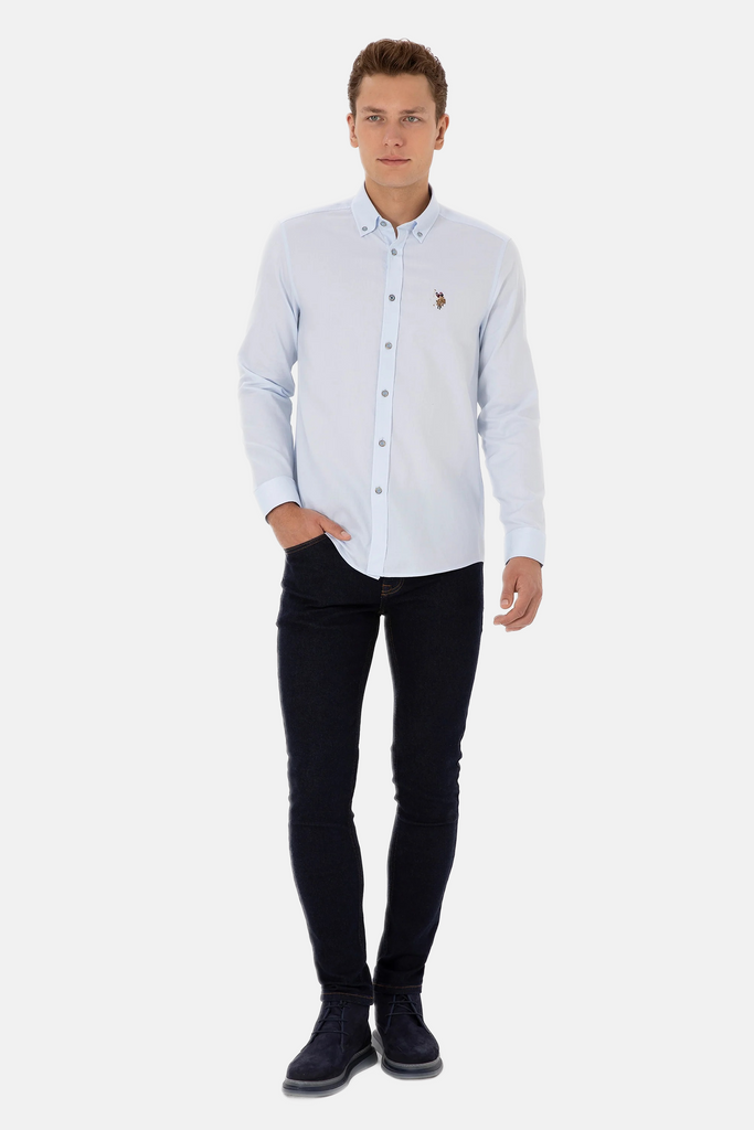 U.S. Polo Assn. svijetlo plava muška košulja s uzorkom-[SKU]