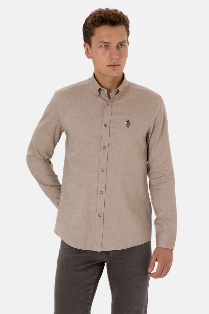 U.S. Polo Assn. khaki muška košulja s teksturom-[SKU]