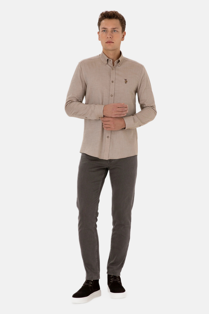 U.S. Polo Assn. khaki muška košulja s teksturom-[SKU]