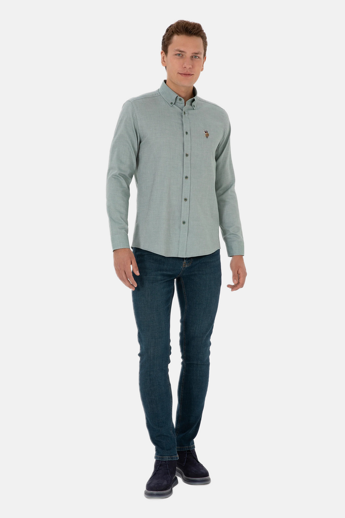 U.S. Polo Assn. zelena muška košulja s teksturom-[SKU]