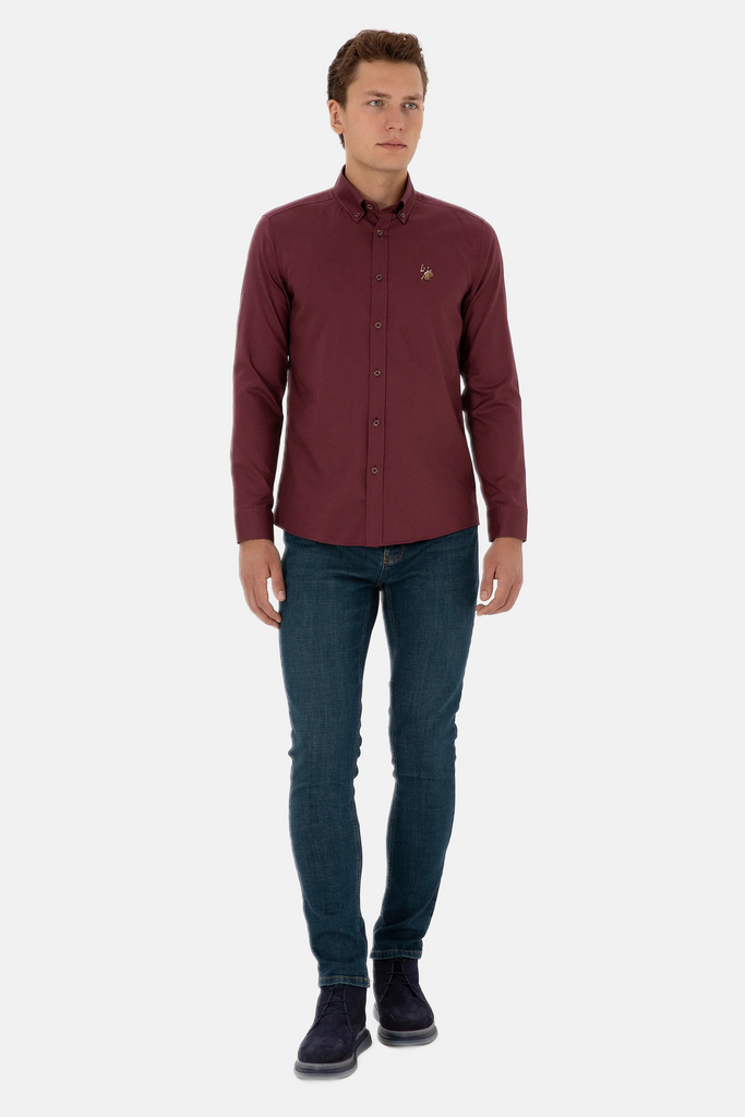 U.S. Polo Assn. crvena muška košulja s dugim rukavima-[SKU]