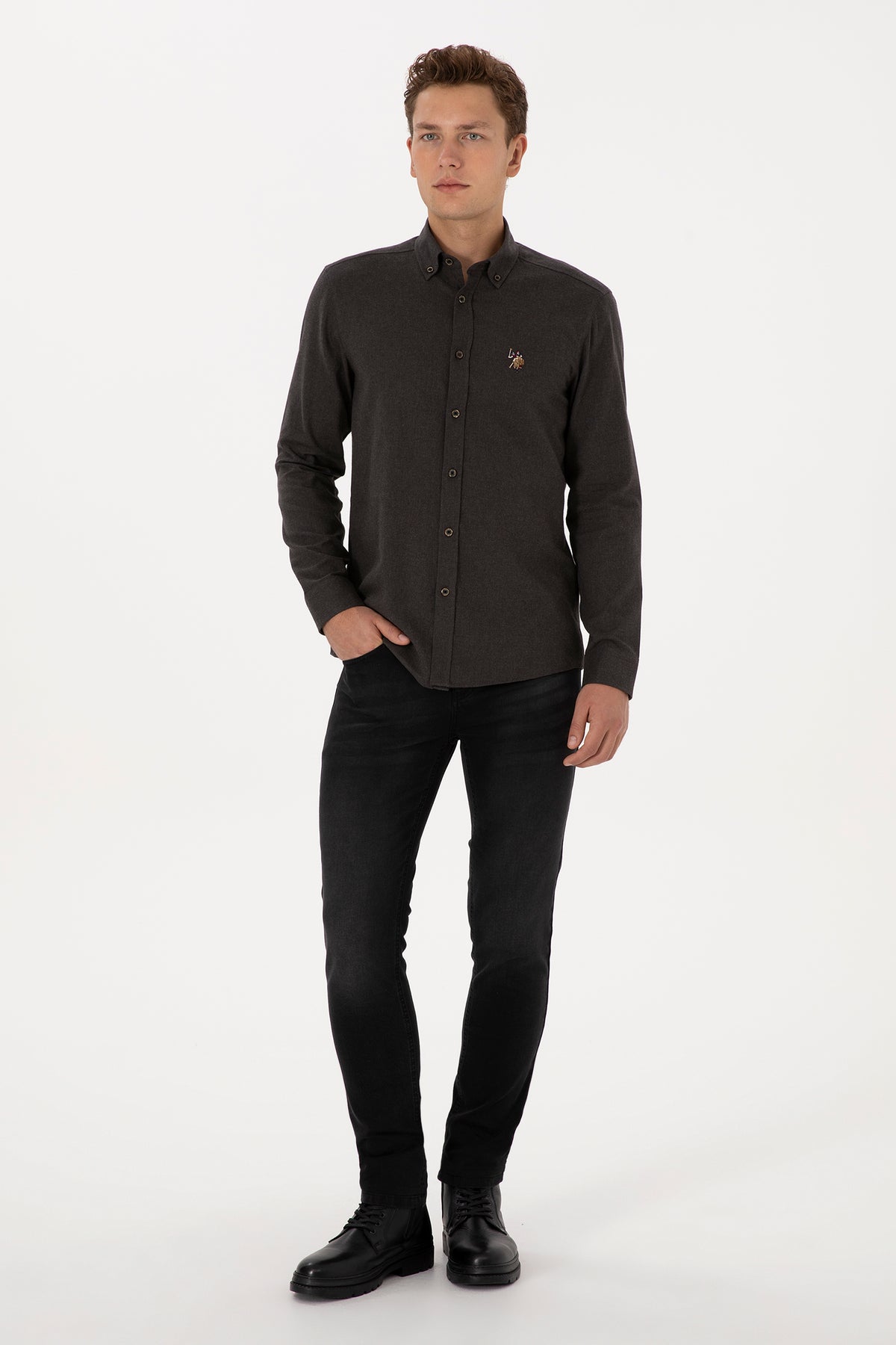 U.S. Polo Assn. crna muška button-down košulja