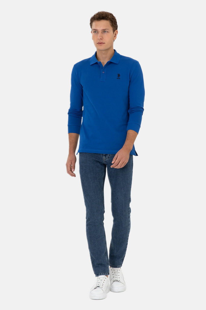 U.S. Polo Assn. plava muška polo majica dugih rukava-[SKU]