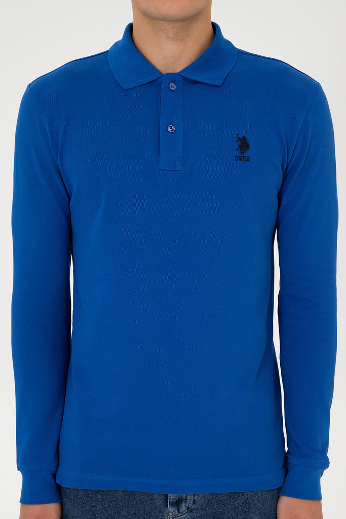 U.S. Polo Assn. plava muška polo majica dugih rukava-[SKU]