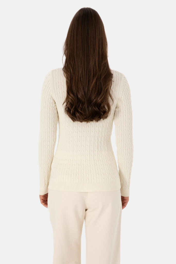 U.S. Polo Assn. bijeli ženski džemper na V izrez-[SKU]