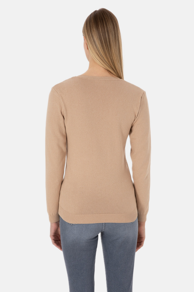 U.S. Polo Assn. bež ženski džemper na V izrez-[SKU]