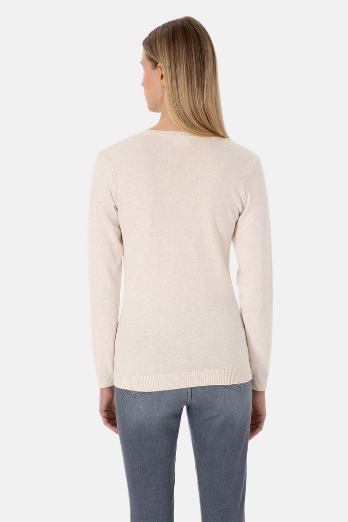 U.S. Polo Assn. bež ženski džemper na V izrez-[SKU]