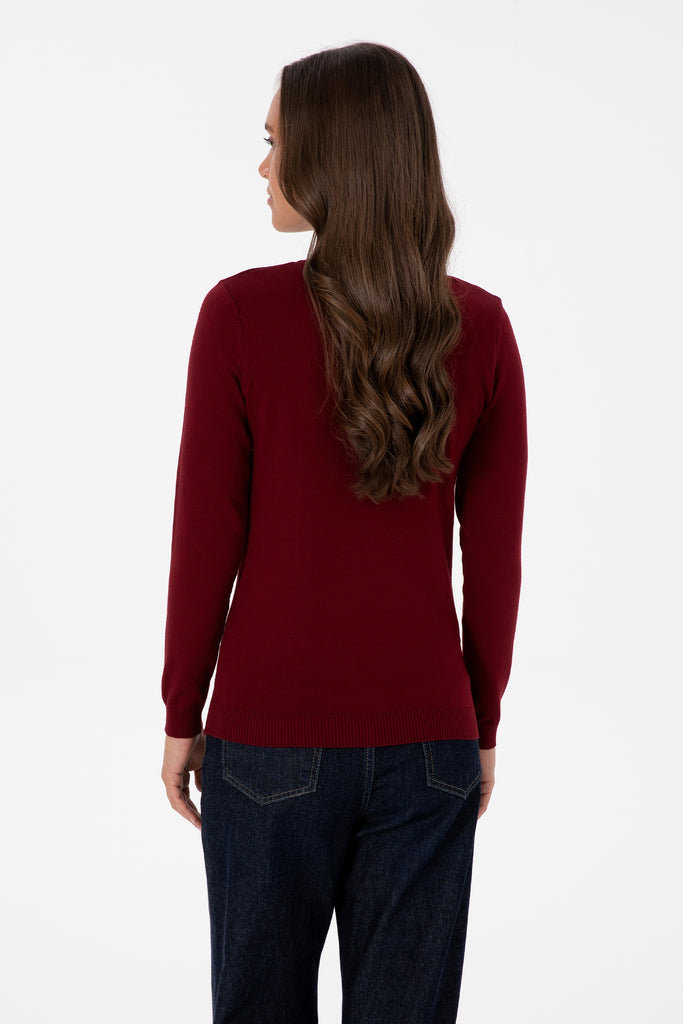U.S. Polo Assn. bordo ženski džemper na V izrez-[SKU]