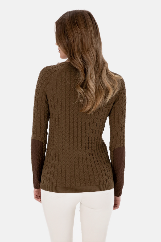 U.S. Polo Assn. khaki ženski džemper okrugli izrez-[SKU]