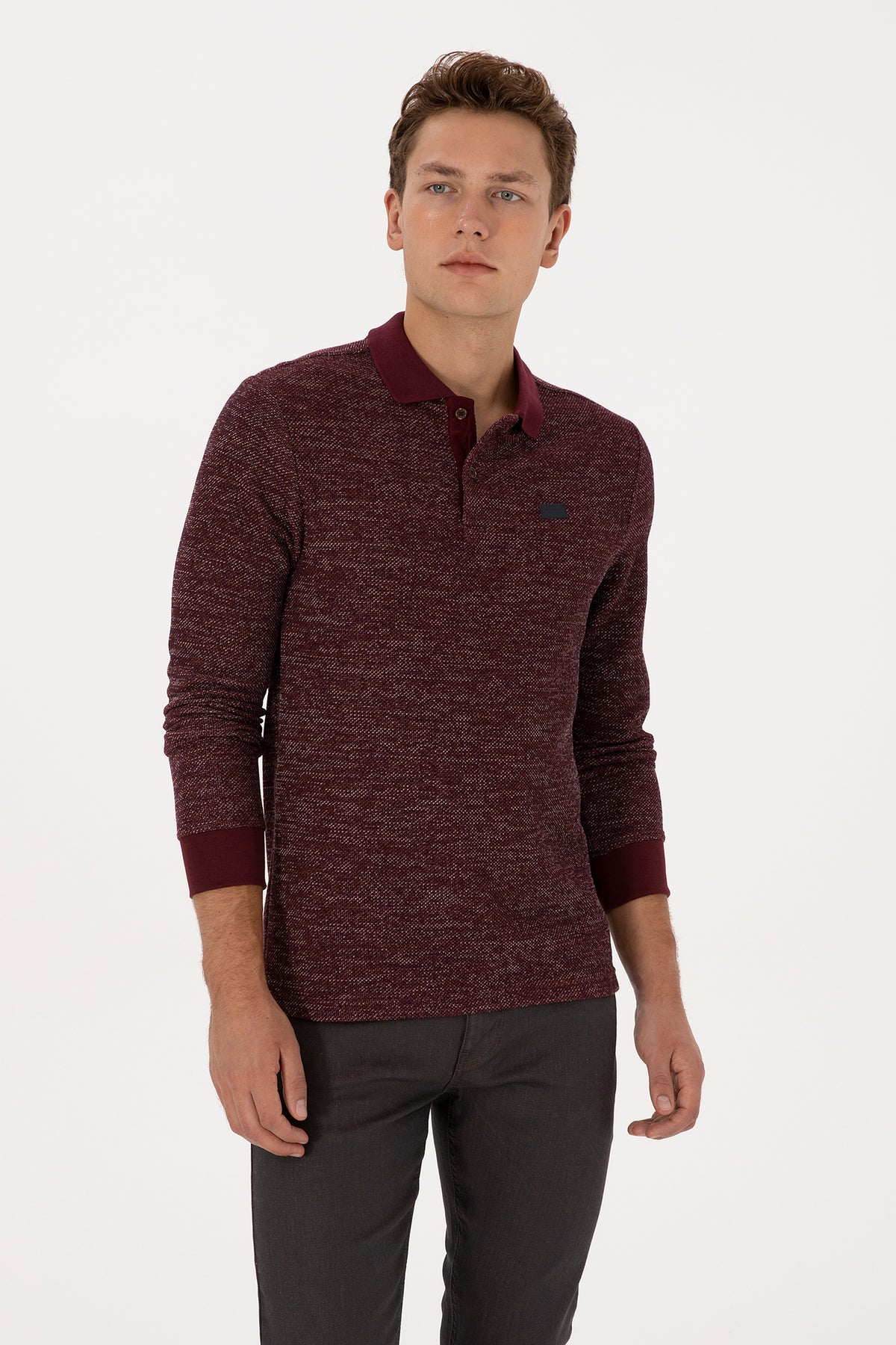 U.S. Polo Assn. bordo muška polo majica s mikro uzorkom