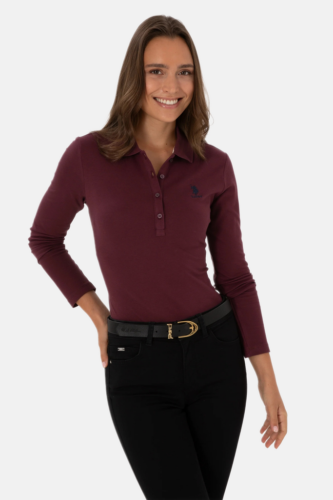 U.S. Polo Assn. bordo ženska polo majica dugih rukava-[SKU]