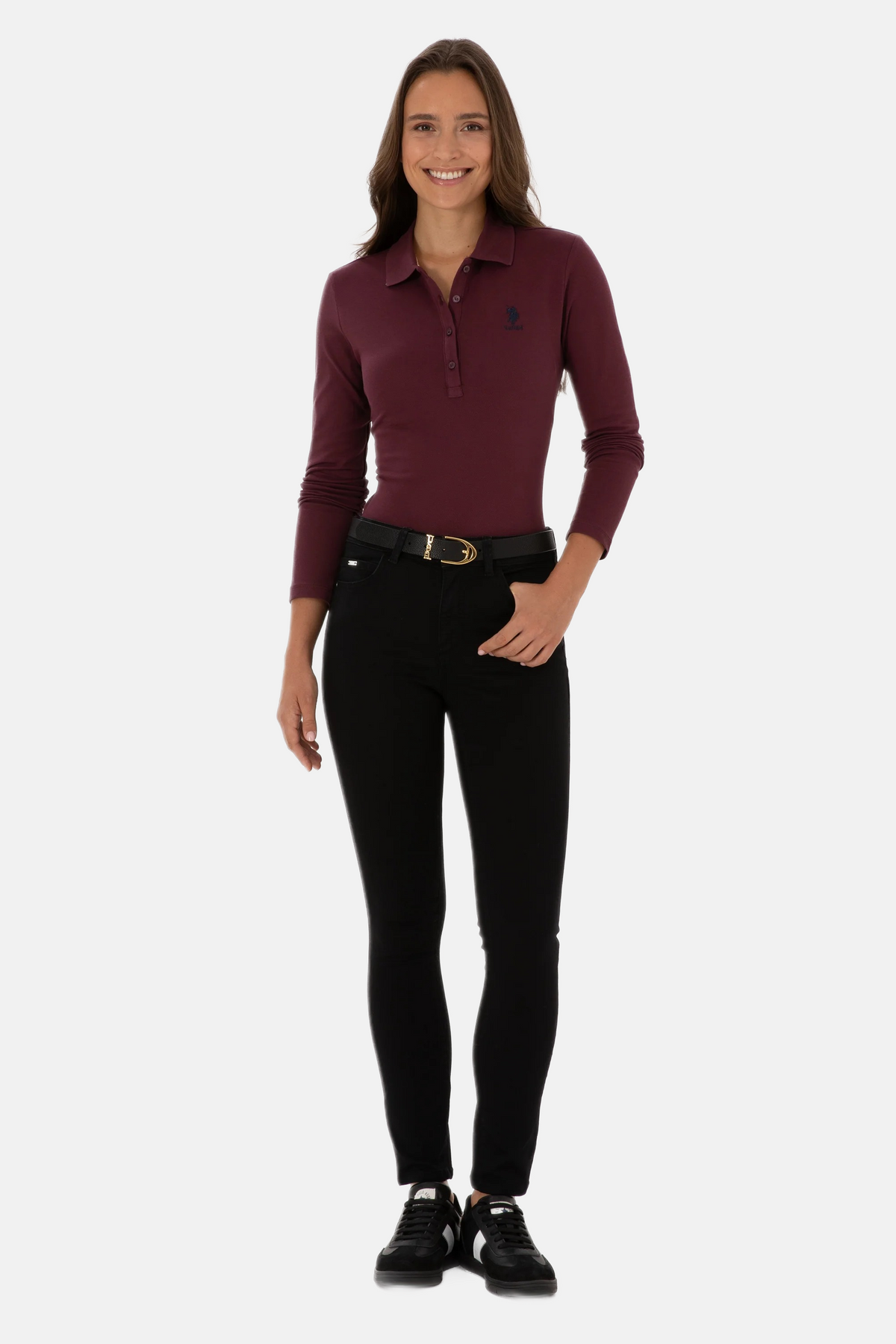 U.S. Polo Assn. bordo ženska polo majica dugih rukava modernog kroja