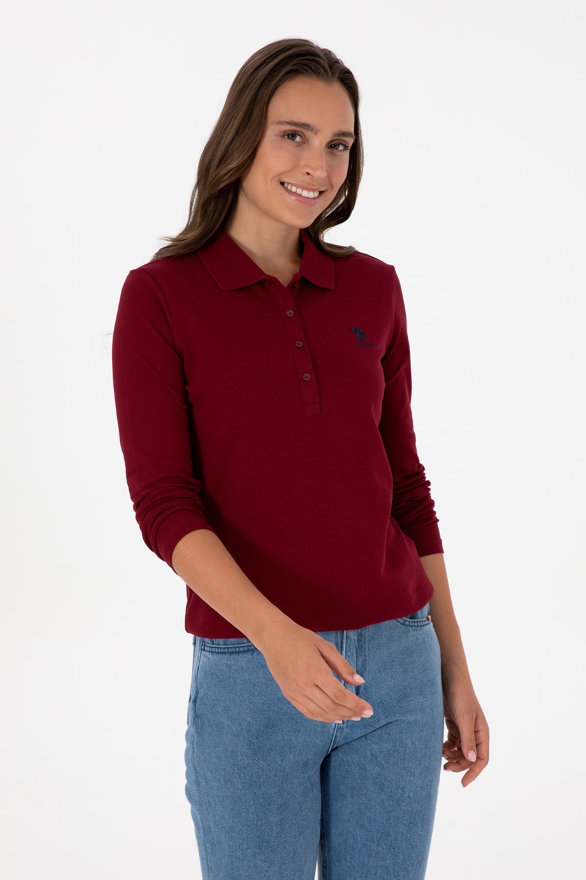 U.S. Polo Assn. bordo ženska polo majica dugih rukava klasičnog kroja