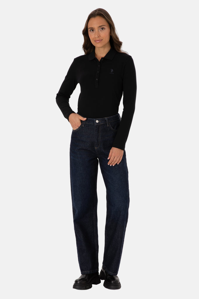 U.S. Polo Assn. crna ženska polo majica dugih rukava-[SKU]