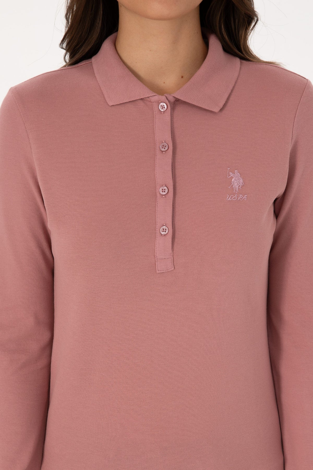 U.S. Polo Assn. roza ženska majica dugih rukava s polo kragnom
