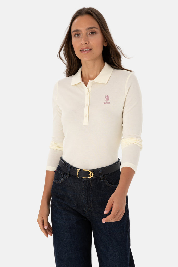 U.S. Polo Assn. bijela ženska polo majica dugih rukava-[SKU]