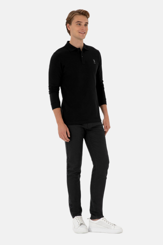 U.S. Polo Assn. crna muška polo majica dugih rukava-[SKU]