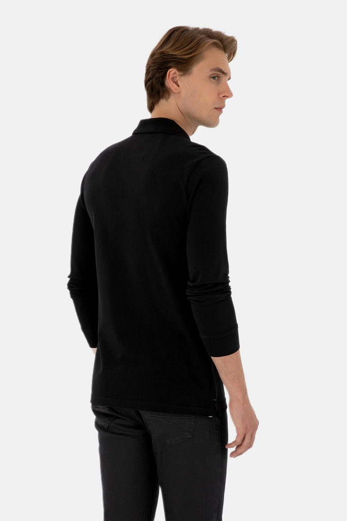 U.S. Polo Assn. crna muška polo majica dugih rukava-[SKU]