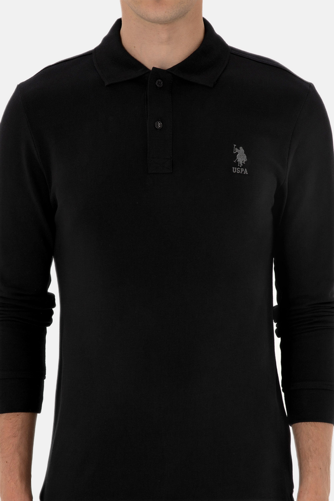 U.S. Polo Assn. crna muška polo majica dugih rukava-[SKU]