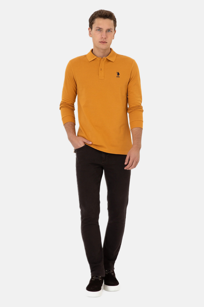 U.S. Polo Assn. žuta muška polo majica dugih rukava-[SKU]