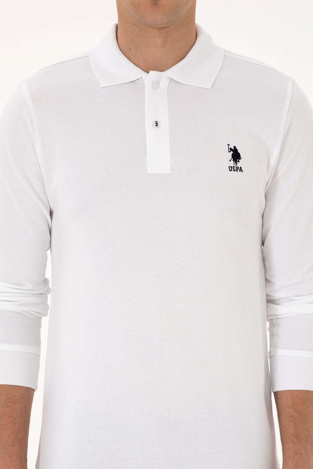 U.S. Polo Assn. bijela muška majica s dugim rukavima klasičnog kroja