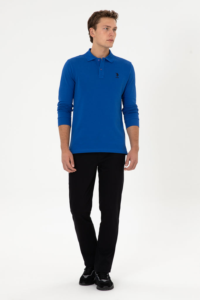 U.S. Polo Assn. plava muška polo majica dugih rukava-[SKU]