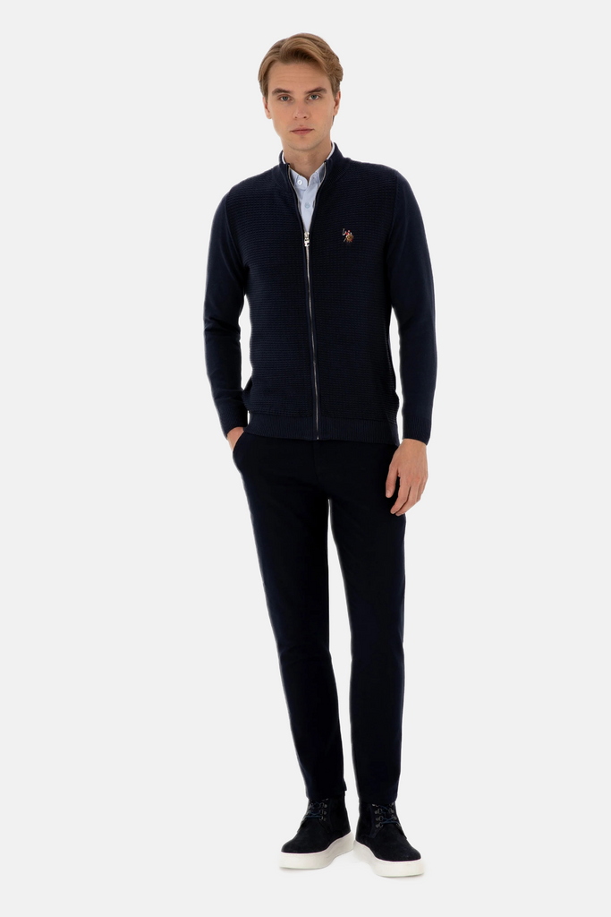 U.S. Polo Assn. teget plavi muški džemper sa rajsferšlusom-[SKU]