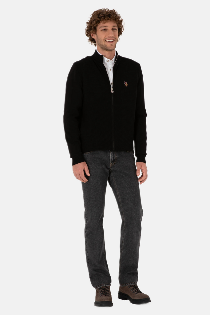 U.S. Polo Assn. crni muški džemper sa rajsferšlusom-[SKU]