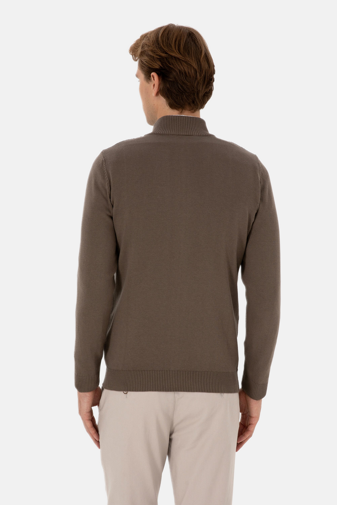 U.S. Polo Assn. smeđi muški džemper sa rajsferšlusom-[SKU]