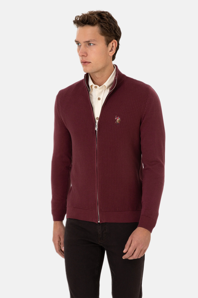 U.S. Polo Assn. crveni muški džemper sa rajsferšlusom-[SKU]