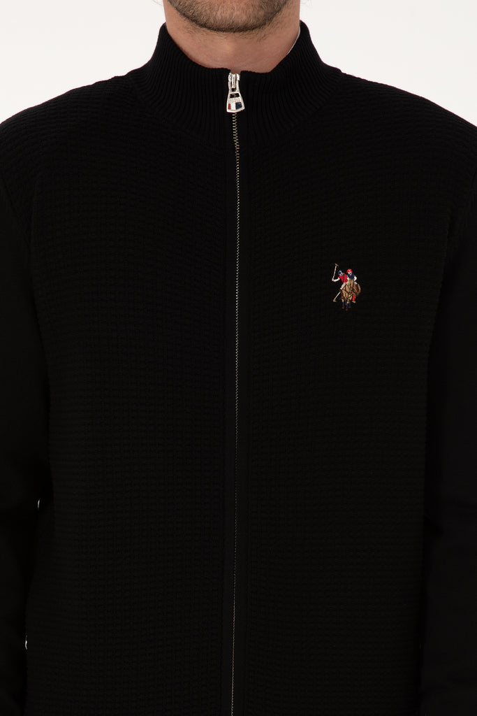 U.S. Polo Assn. crni muški džemper sa rajsferšlusom-[SKU]