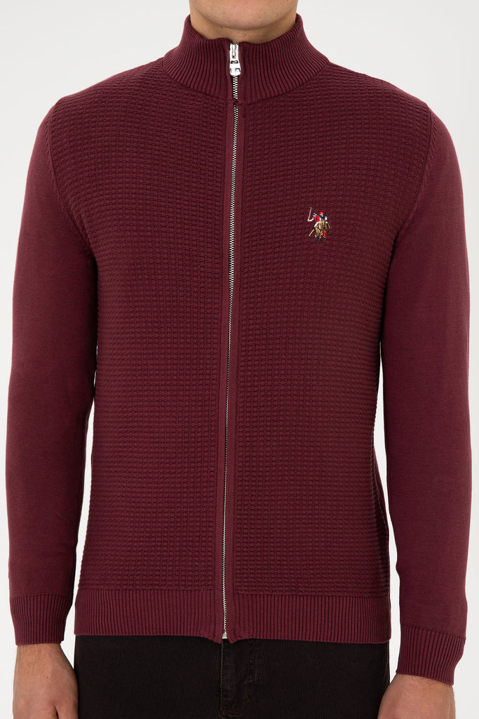 U.S. Polo Assn. crveni muški džemper sa rajsferšlusom-[SKU]