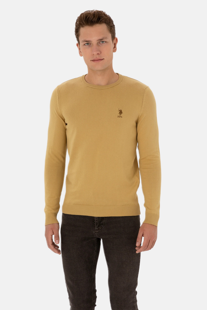 U.S. Polo Assn. smeđi muški džemper okrugli vrat-[SKU]