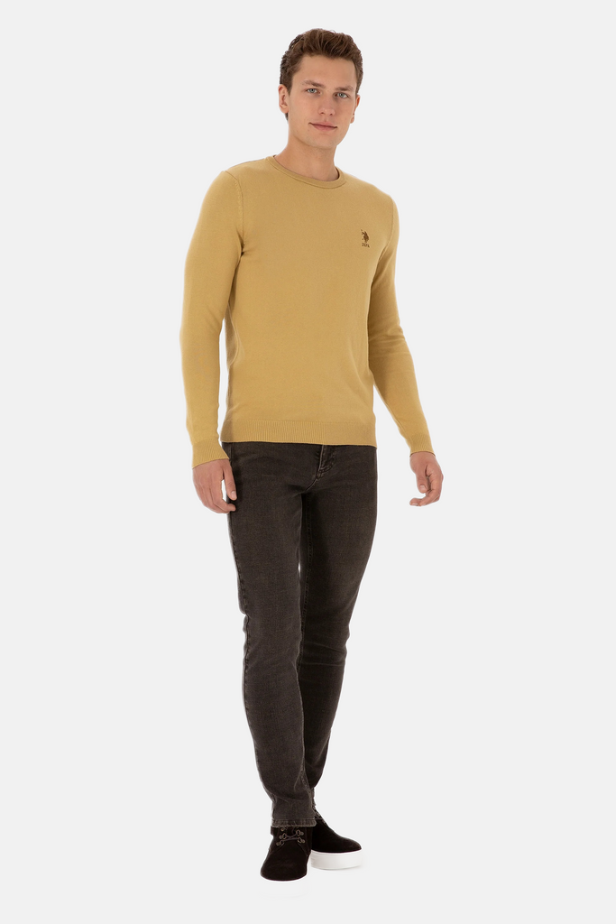 U.S. Polo Assn. smeđi muški džemper okrugli vrat-[SKU]