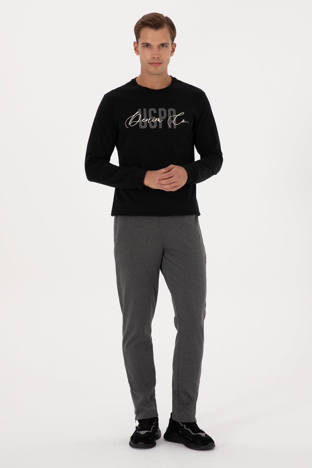 U.S. Polo Assn. sive muške pantalone od trenerke s teksturom