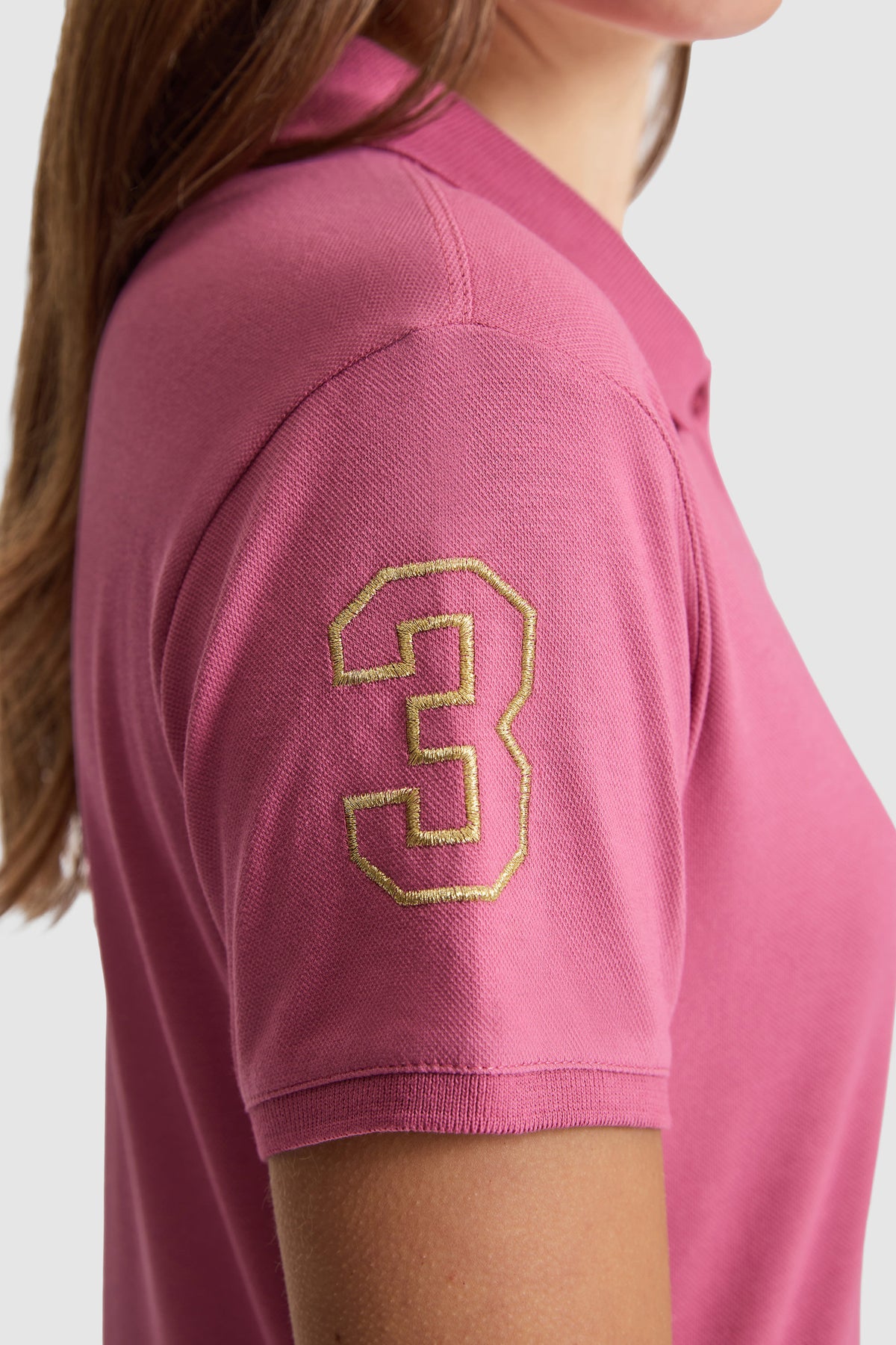 U.S. Polo Assn. roza ženska midi haljina s polo kragnom