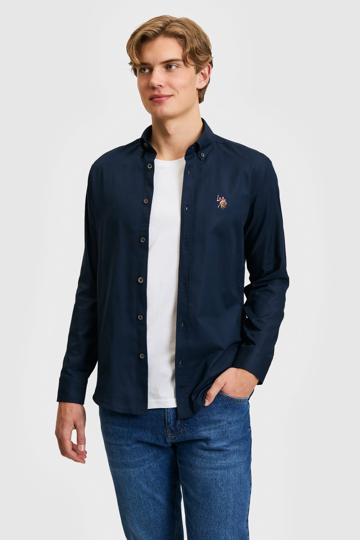 U.S. Polo Assn. teget muška košulja uskog kroja