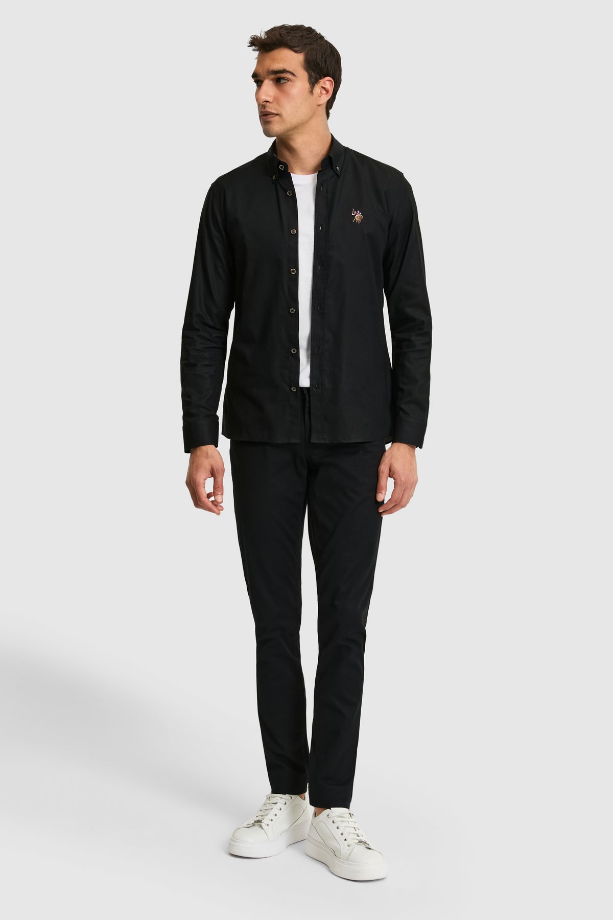 U.S. Polo Assn. crna muška uska button-down košulja