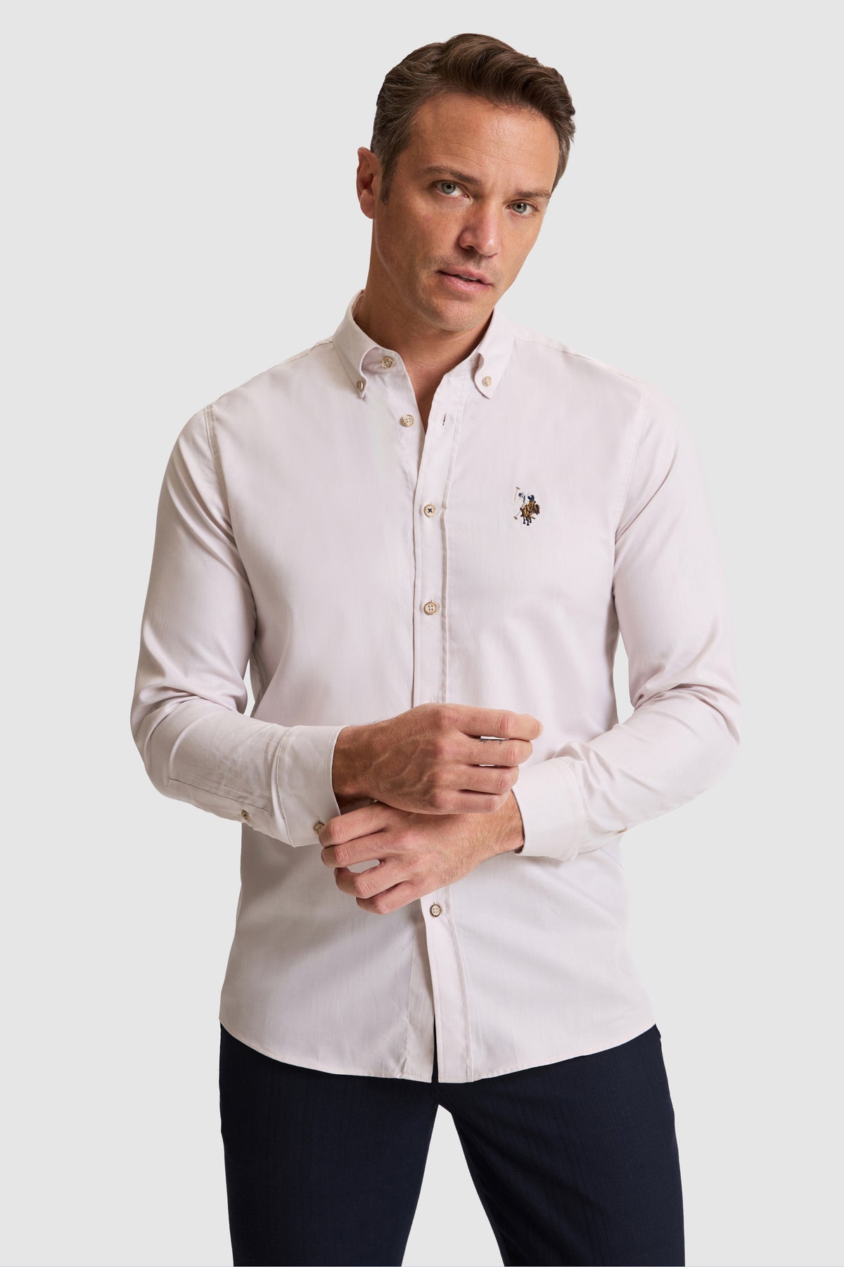 U.S. Polo Assn. bež muška slim oxford košulja