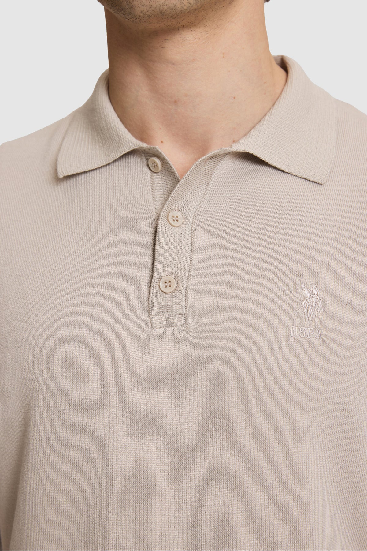 U.S. Polo Assn. bež muška polo majica dugih rukava
