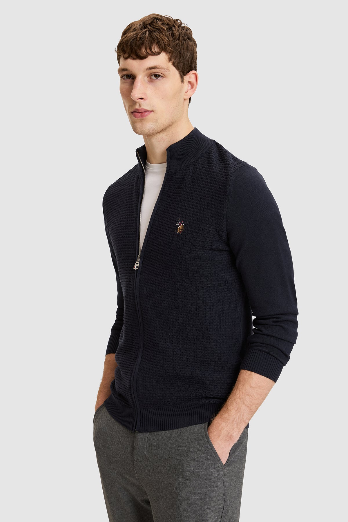 U.S. Polo Assn. teget muški kardigan s patentom