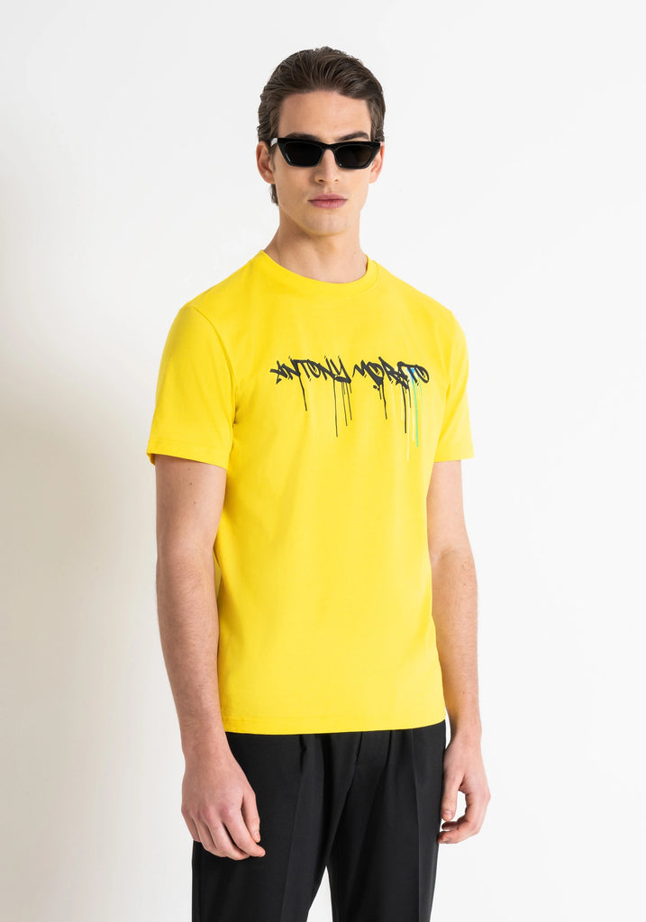 Antony Morato žuta muška majica s grafičkim printom
