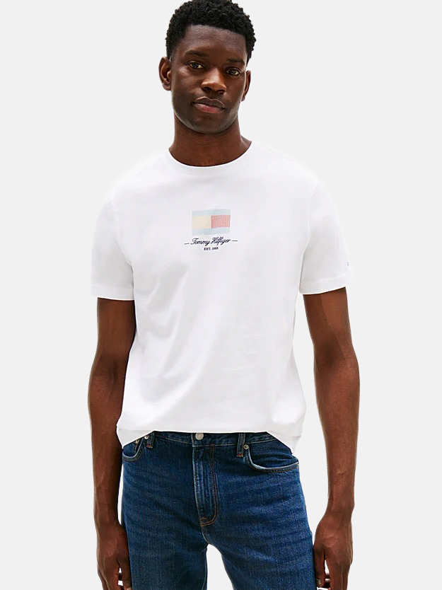 Tommy Hilfiger bijela muška majica sa slikom na sredini-[SKU]