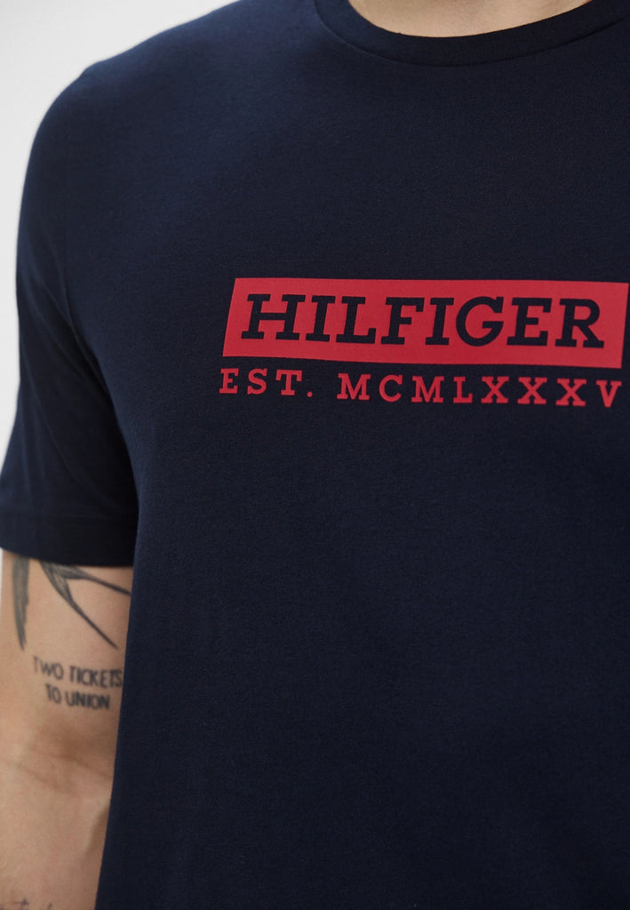Tommy Hilfiger plava muška majica s natpisom-[SKU]