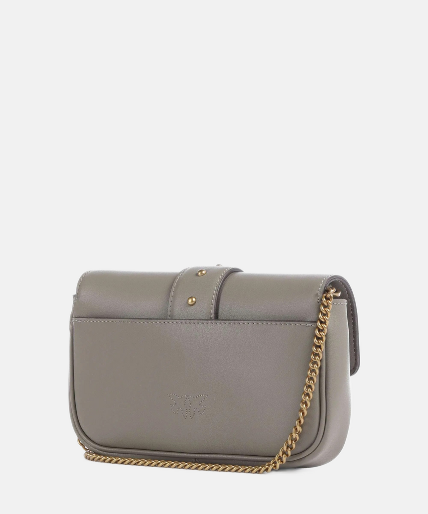 Pinko siva ženska torba sa zlatnim lancem i kopčom-[SKU]