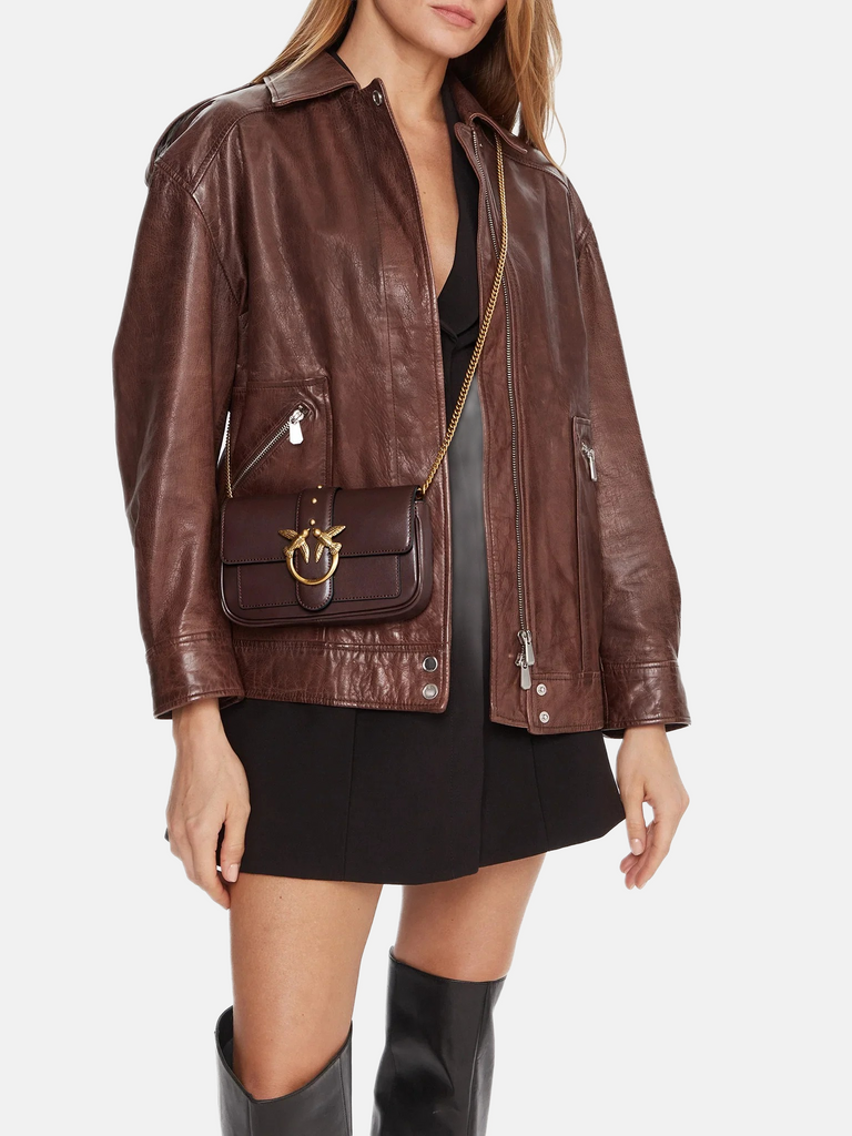 Pinko bordo ženska torba sa zlatnim lancem i kopčom-[SKU]