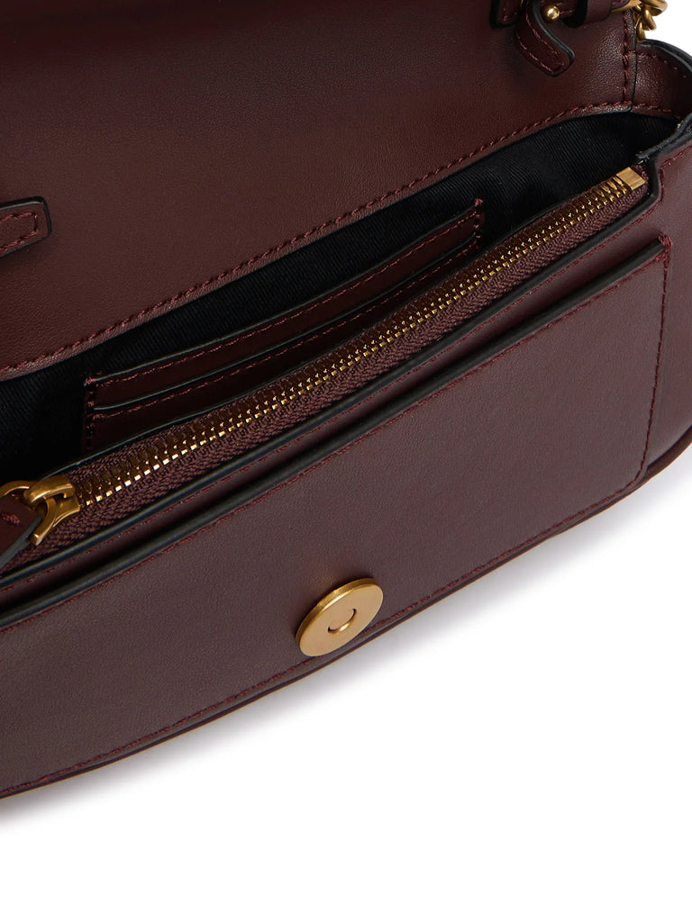 Pinko bordo ženska torba sa zlatnim lancem i kopčom-[SKU]