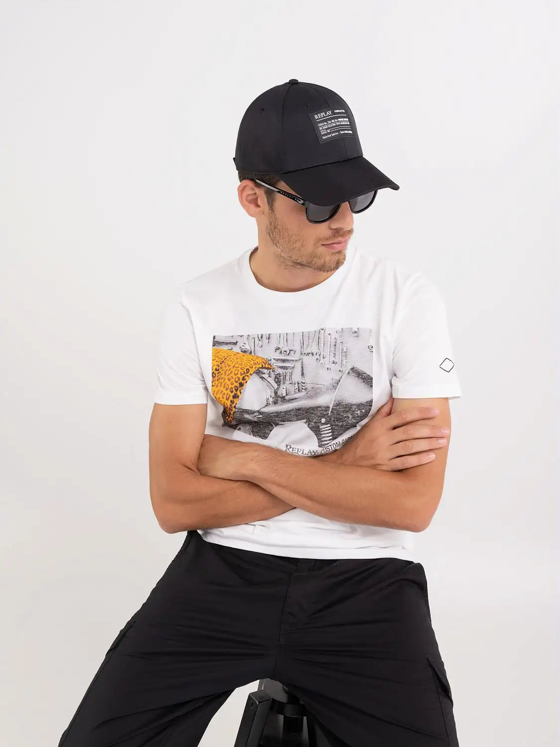 Replay bijela muška majica sa printom