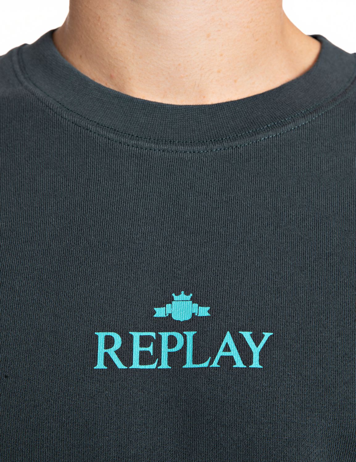 Replay crna muška majica s okruglim izrezom
