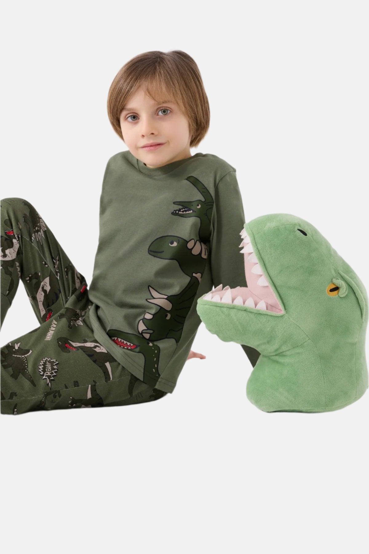 Roly Poly zelena pidžama za dječake s dinosaurima